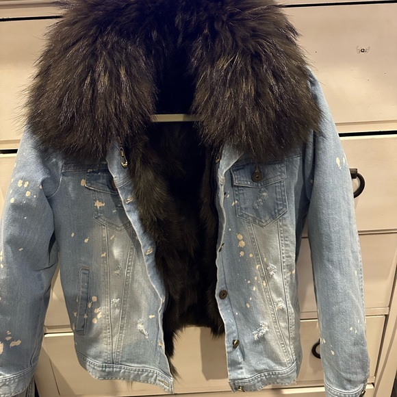 Daniella Erin NYC Jackets & Blazers - Daniella Erin NYC Fox Fur lined Fox Collar Denim Jacket NWOT